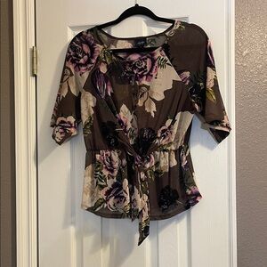 Purple and Brown Floral Blouse